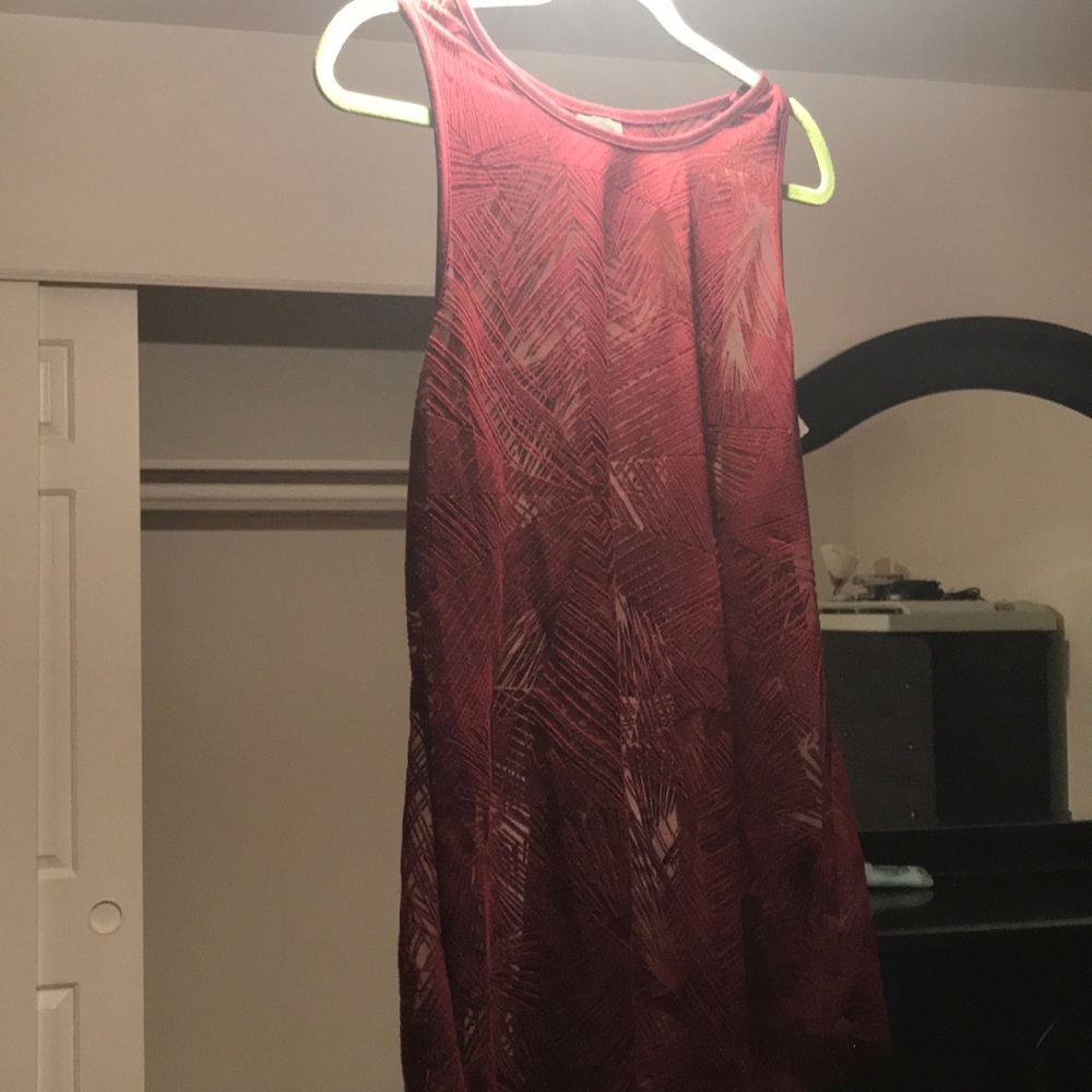 Sheer, red, patterned tank top